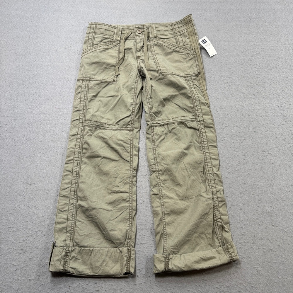 NEW Gap Cargo Pants Women's 8 Olive Green Wide Leg Relaxed Fit Utility Hiking